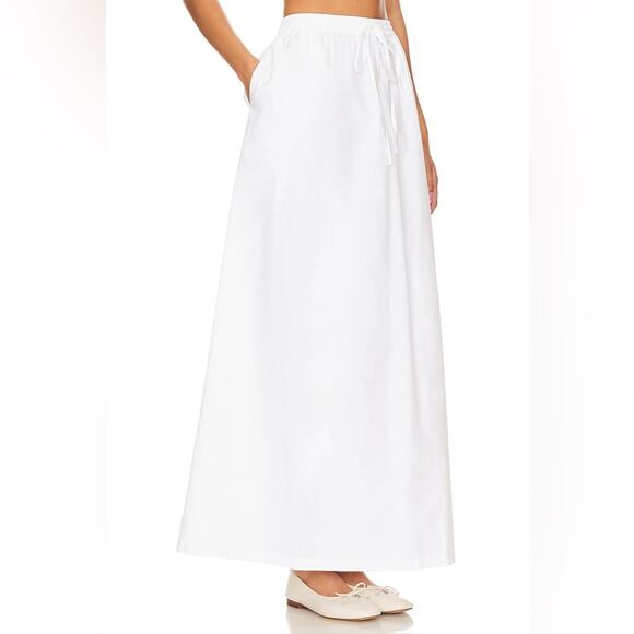Aexae White Cotton Poplin Utility Maxi Skirt Elastic Waist NWT - Picture 1 of 13